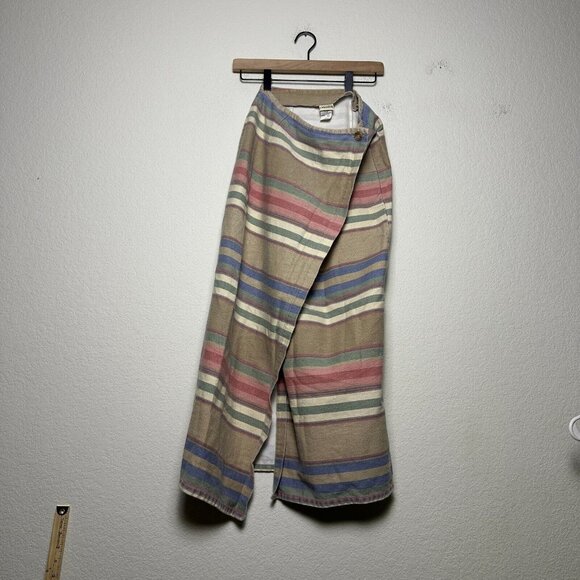 Vivaldi Denim Skirt Women 10 Striped Aztec High Rise Cotton Made USA Boho VTG - Picture 1 of 12
